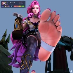 alternat0r218 feet femdom foot_fetish foot_focus league_of_legends seraphine_(league_of_legends) soles toes
