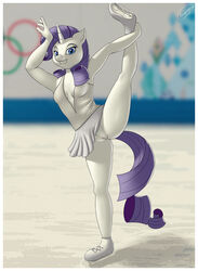 2014 anthro anthrofied blue_eyes equine female friendship_is_magic fur hair happy high_resolution horse ice_skating mammal my_little_pony pony purple_hair pussy rarity_(mlp) skipsy skirt smile sochi_2014_olympics solo spread_legs spreading straight_hair tutu white_fur white_tutu