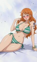 bikini nami nami_(one_piece) one_piece sitting