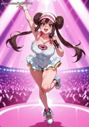 1girl 2026 ai_generated alternate_breast_size anime arm_up armpits audience blue_eyes blush boobs breasts brown_hair cleavage collarbone covered_navel covered_nipples crossover crowd double_bun eye_contact female female_focus flushed full_body hair_bun highres holding holding_microphone huge_breasts idol large_breasts leg_up long_hair looking_at_viewer microphone moaning nintendo nsfw open_mouth patreon pigtails pokemon pokemon_bw pokemon_bw2 rognezart rosa_(pokemon) see-through shoes smile smiling sneakers socks solo stage standing_on_one_leg sweat sweaty teeth twintails very_long_hair visor_cap watermark wet