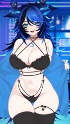 1girls animated big_breasts black_bra black_hair black_panties blue_hair bouncing_breasts breasts breedable_hips child_bearing_hips cleavage curvy fat_ass female jiggle jiggle_physics large_breasts lingerie long_hair massive_breasts ruined_makeup runny_makeup sexy slutty_female solo spite_(vtuber) tagme thick thick_thighs thighhighs thighs video virtual_youtuber vtuber wide_hips wolf_girl