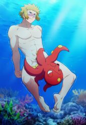 ai_generated ai_slop cum cum_inside drowning floating holding_breath octillery pokemon pokemon_(species) puffed_cheeks underwater underwater_peril underwater_sex volkner water