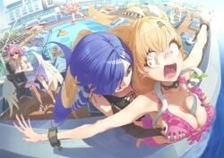 artist_request big_breasts cissia_(zenless_zone_zero) cleavage groping_breasts groping_from_behind hoyoverse humor promeia_(zenless_zone_zero) swimsuit tagme zenless_zone_zero