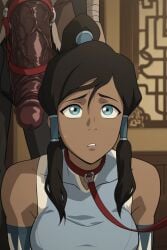 ai_generated avatar_legends avatar_the_last_airbender big_penis black_cock blacked collar korra leash submissive