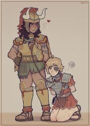 1boy 1girls armor armored_female armored_male black_hair blonde_hair blood bondage collar dark_skin defeat defeated dominant_female female female_domination femboy femboy_focus femdom heart-shaped_pupils helmet horns kepchuk kneeling male malesub masculine_male muzzle_(object) one_eye_covered one_eye_obstructed pale-skinned_male pale_skin pixel_art pubic_hair pubic_hair_peek pussy pussy_juice red_eyes roman_clothing roman_empire scar scars_all_over shaded_face sitting_on_floor slave slave_collar slavery smiling standing submissive submissive_male