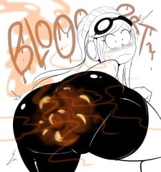 1girls accident ass ass_focus big_ass big_butt blushing butt butt_focus embarrassed female female_focus female_only gassytank long_hair meggy_spletzer monochrome poop pooping scat scat_fetish shart sharting shit shitting shocked shocked_expression smg4 soiling soiling_clothing soiling_pants stink_fumes stink_lines stinky stinky_ass surprised surprised_expression