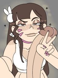 1futa brat bratty brunette choker d.va d.va_versus dirty_clothing femcel flies_for_smell freckles freckles_on_breasts freckles_on_face freckles_on_shoulders futanari gamer_girl girlfailure hyper hyper_penis long_penis looking_at_viewer milkbuni musk musky overwatch peace_sign scrunched_nose scrunchy_face selfie smell smelly smug smug_face solo solo_focus solo_futa stain stained_clothes stink_fumes stinky