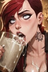 ai_generated arcane arcane_vi cum cum_in_container cum_in_glass drinking_cum gokkun league_of_legends vi_(league_of_legends)
