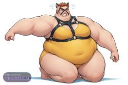 1_girl 1girl abstract adult ai_assisted ai_generated angry collar dramatic_pose ear_piercing fat full_body hand_on_penis leaning_back marvel_comics massive naked nude on_knees one_piece_swimsuit penis sexually_suggestive shouting small_penis transgender view_from_behind white_background