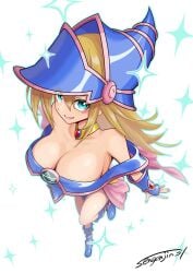 bare_shoulders choker cleavage dark_magician_girl huge_breasts looking_at_viewer overhead_view sengenjin31 yu-gi-oh!