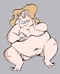 1girls 2d_(artwork) blonde_hair cartoon_network completely_nude completely_nude_female digital_media_(artwork) grey_background kastache_(artist) sadie_miller simple_background steven_universe tagme