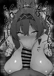 1boy 1girls :>= big_penis black_and_white blush breasts censored detailed_background drooling earrings erect_nipples eyelashes fellatio female hairclip heart humanoid indoor inside kneeling kurotama long_hair looking_at_viewer male male_pov multicolored_hair no oral oral_sex penis pointy_ears ponytail pov room saliva shiny shiny_skin sketch sound_effects squatting sweat text tied_hair tongue_out vein veins veiny veiny_penis wuthering_waves yinlin_(wuthering_waves)