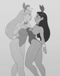 2girls areola areolae artofpechi ass breasts bunny bunny_costume bunny_ears bunny_girl bunny_tail bunnysuit disney female female/female female_only lifeguard lifeguard_(lilo_and_stitch) lilo_and_stitch lola_the_lifeguard monochrome nani_pelekai pechi tagme yuri