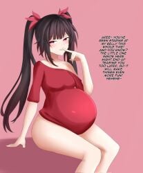 1girls big_belly bloated_belly bottomless brown_hair clothing female female_only honkai:_star_rail honkai_(series) hoyoverse long_hair mihoyo pregnant red_eyes sarawa_kotoku small_breasts sparkle_(honkai:_star_rail) teasing twintails