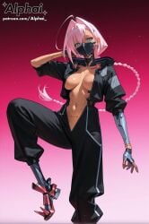 1girl 2025 2026 4k absurd_res absurdres ai ai-created ai-generated ai_art ai_assisted ai_created ai_generated alphai anime antenna_hair asymmetrical_bangs average_breasts black_jumpsuit blue_eyes blushing body_markings boobs_out braided_ponytail breasts bust busty center_opening cinematic_lighting cleavage close-up colorful_background covered_nipples curvy cyberpunk:_edgerunners cyberpunk_2077 cyberpunk_girl cyborg cyborg_girl dark-skinned_female depth_of_field detailed_hair detailed_skin detailled_background dramatic_shadows dynamic_pose eyelashes eyeliner female_face female_focus female_only hair_behind_ear hair_intakes hair_ornament high_collar high_quality high_resolution highres legs long_hair long_legs looking_at_viewer low_ponytail mechanical_arms mechanical_hands mechanical_shoes medium_breasts naughty_face navel open_belt open_clothes particles patreon patreon_link patreon_url patreon_username pink_hair plump raised_eyebrows seductive_eyes sexy_pose short_hair sleeves_pushed_up slim_waist slit_pupils solo spiked_shoes stud_earrings talia_yang tan_body tan_skin thick_legs thick_thighs thigh_gap thighs thin_calves triangle_earrings volumetric_lighting watermark zettai_ryouiki zipper