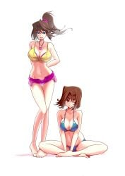 alternate_design anzu_mazaki bikini cleavage large_breasts looking_at_viewer midriff open_topwear ponytail sengenjin31 swimsuit tea_gardner winking_at_viewer year_request yu-gi-oh!