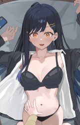 2girls azusawa_kohane blush bra breasts female female_only looking_at_viewer panties project_sekai shiraishi_an underwear usagi_melon3 yuri