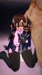 1girls 3d 3d_(artwork) after_fellatio after_oral arian breasts clothed clothed_female_nude_male clothed_sex dark-skinned_male dark_skin eyes_covered_by_penis female female_focus female_only hairy_balls hairy_chest hairy_legs hairy_male huge_cock kaitou_sentai_lupinranger_vs._keisatsu_sentai_patranger kiss_mark_on_balls kiss_mark_on_penis kiss_marks kneeling kneeling_oral_position koikatsu large_breasts looking_at_viewer myoujin_tsukasa nude nude_male open_mouth peace_sign penis penis_covering_eyes power_rangers super_sentai thick thick_thighs thighhighs thighs tokusatsu tongue tongue_out tsukasa_myojin unseen_male_face
