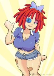 1girl 1girls big_breasts breasts cleavage female female_focus female_only female_solo glitch_productions gooseworx large_breasts legs momocka_art ragatha ragatha_(tadc) ragatha_(the_amazing_digital_circus) short_shorts shorts smile smiling solo solo_female solo_focus standing standing_up the_amazing_digital_circus thighs twitter