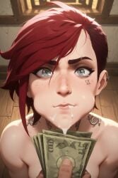 ai_generated arcane arcane_vi cum_in_mouth league_of_legends vi_(league_of_legends) whore