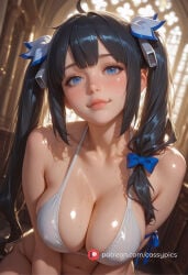 1girl 1girls ahoge ai_generated beautiful black_hair blush boobs booty breasts busty cassypics curvy cute danmachi erotic fanart female fit fit_body fit_female goddess hestia_(danmachi) high_quality highres hot hourglass_figure huge_breasts large_breasts long_eyelashes long_hair naked navel nude parted_lips patreon puffy_lips puffy_nipples round_ass round_breasts round_butt sexy slim_waist stomach thick thick_ass thick_legs thick_thighs tits twintails waifu wet wet_body wide_hips