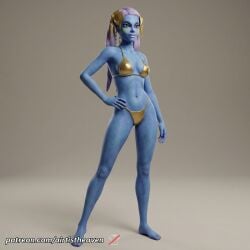 ai_generated airtist alien alien/human alien_girl alien_humanoid bed bedroom bikini bikini_bottom bikini_top blue_body blue_eyes bra clone_wars close-up close_up female female_focus female_only in_bed looking_at_viewer panties pantoran patreon riyo_chuchi star_wars tagme thong underwear