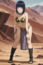 ai_generated breasts hinata_hyuuga hot naruto_(series) sexy slave slave_leia_(cosplay) submissive