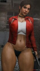 1girls 3d big_breasts big_thighs black_bikini_bottom blender_(software) breasts cleavage clothing female female_only green_eyes gun holding_gun holding_weapon human human_only jacket jacket_open left_4_dead left_4_dead_(series) light-skinned_female light_skin long_hair mammal mature mature_female nipples open_clothes open_jacket panties patreon_username ponytail red_jacket red_lj shoes solo solo_female solo_focus thick_thighs thighs tied_hair trash_can valve valve_(company) weapon zoey_(left_4_dead)