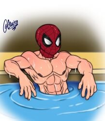 1boy 2026 5_fingers abs arms_up erueito in_pool laying_back lens marvel marvel_cinematic_universe mask mask_only masked masked_male mcu movie movie_reference muscular muscular_male naked naked_male nipples nsfw peter_parker pool poolside reference spider-man spider-man:_brand_new_day spider-man_(series) strong strong_male tagme tom_holland web wet wet_body
