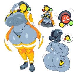 1girls androjuniarto ass big_ass big_breasts boots bottom_heavy breasts busty clothing fat_ass female female_only front_view hands_on_hips huge_ass huge_breasts jacket large_ass large_breasts massive_ass nude nude_female original original_character panties pants rear_view robot robot_girl solo tape thick_ass thick_thighs thunder_thighs traffic_light wide_hips