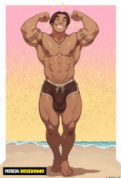 ai_art ai_generated anime anime_character anime_screencap anime_style bara big_ass big_balls big_muscles big_penis gay gay_domination gay_male muscles muscular muscular_male yaoi