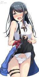 1girls blush clothed clothes_lift female female_only hoshino_ichika_(project_sekai) m.a.o panties project_sekai solo