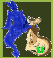absurd_res ballsack bodily_fluids cum cum_on_face ejaculation erection goop kangaroo macropod male male/male mammal masturbation paws