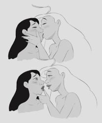 2girls artofpechi breasts completely_naked completely_naked_female completely_nude completely_nude_female disney female female/female female_only kiss kissing lesbian_kiss lifeguard lifeguard_(lilo_and_stitch) lilo_and_stitch lola_the_lifeguard monochrome more_at_source naked naked_female nani_pelekai nude nude_female pechi sketch tagme yuri