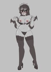 1girls 2d artist_name artist_request artist_signature blush bra female filia_(skullgirls) heels hips large_breasts long_hair navel nipples panties samson_(skullgirls) skullgirls tagme thighhighs thighs