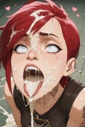 ai_generated arcane arcane_vi bukkake cum cum_in_mouth league_of_legends vi_(league_of_legends)