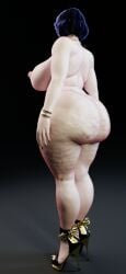 3d 3d_(artwork) big_breasts big_hips big_nipples breasts censor_bar censored elevenendless endlessillusion female flat_belly flying hairy hairy_pussy hips huge_breasts jewelry lucretia_sinn mask masked_female original_character pubes pussy thick_hips thick_thighs thin_waist