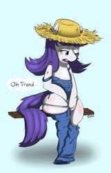 2014 blue_eyes clothed clothing cutie_mark equine female friendship_is_magic fur gigapon hair hat horse mammal masturbation my_little_pony panties pony purple_hair pussy_juice rarity_(mlp) solo straight_hair underwear wet white_fur