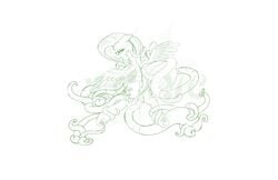 2014 caught drake_drachenlicht equine feral fluttershy_(mlp) friendship_is_magic horse mammal my_little_pony open_mouth pegasus pony pussy raised_tail sketch tentacle touching_hooves wet wings