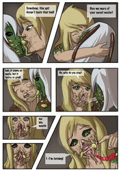 2girls arthropod blonde_hair closed_eyes comic domination egg female female_ejaculation goo green_eyes green_skin insects kiss kissing long_hair lunate multiple_girls nightmare_fuel open_mouth oral oral_sex pussy pussy_juice sex slime spitbug sticky tongue tongue_out transformation wet white_hair