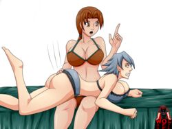 ass delia_ketchum_(pokemon) female female_only huge_ass human human_only hunter_j milf multiple_females nintendo pokemon spanking war-off-evil