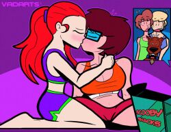 2girls almost_naked daphne_blake fred_jones kissing lesbian scooby-doo shaggy_rogers surprised vadarts velma_dinkley