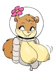 anthro big_breasts breasts brown_fur colored female female_only joaoppereiraus sandy_cheeks squirrel third-party_edit unzipping