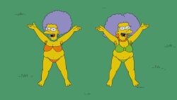 20th_century_fox 20th_century_studios 2girls accurate_art_style bikini edited_official_artwork female female_only gilf hairy_armpits patty_bouvier selma_bouvier the_simpsons yellow_body yellow_skin