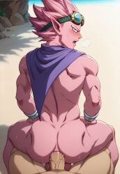 abs ai_generated balls bara beelzebub_(sand_land) biceps big_balls big_penis gay ilovementits lion male male_only muscular muscular_male nipples pecs penis sand_land sweat sweaty thighs yaoi