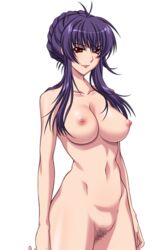 areolae breasts censored female game_cg large_breasts legs long_hair looking_at_viewer milf nipples nude purple_hair pussy red_eyes saiminjutsu_2 sakurai_sawa simple_background solo standing thighs white_background yoshino_keiko