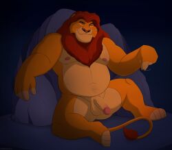 2019 absurd_res against_surface anthro ass balls barazoku beckoning bedroom_eyes butt_from_the_front disney ethancostas felid flaccid flaccid_cock flaccid_penis genitals gesture hand_gesture hi_res humanoid_genitalia humanoid_penis inviting lion looking_at_viewer male male_focus male_only mammal mane mature_male mufasa musclegut muscular narrowed_eyes nude_male pantherine pecs penis plantigrade pointing red_mane rock seductive sitting slightly_chubby slightly_chubby_male smile smiling_at_viewer solo spread_legs spreading stocky tail the_lion_king turn_around_gesture