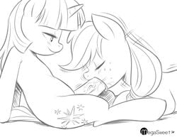 2014 applejack_(mlp) closed_eyes cutie_mark dickgirl duo equine female feral freckles friendship_is_magic hair horn horse horsecock intersex mammal megasweet my_little_pony oral oral_sex penis pony sex tongue twilight_sparkle_(mlp) unicorn vein