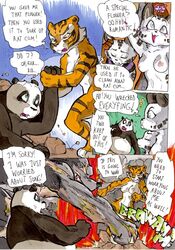 ass better_late_than_never chapter_7 comic daigaijin dialog english_text erect_nipples erection feline female fight furry furry_only kung_fu_panda male mammal master_po_ping master_tigress muscles nipples no_humans nude page_179 panda penis punch pussy rat rodent text tiger vein