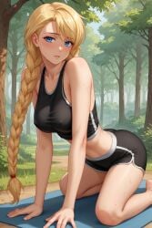 ai_generated blonde_hair braided_hair everlasting_summer looking_at_viewer nipples_visible_through_clothing see-through slavya_(everlasting_summer) solo